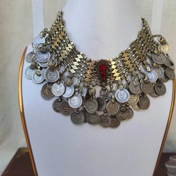 Wholesale Coins Necklaces, Afghan Vintage Coins Chokers Necklaces, Vintage Bulk - Picture 2 of 15